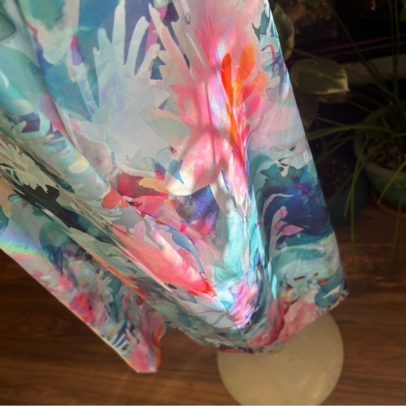 Liz Claiborne Floral Casual House Dress Women's XL with Pockets and Pink & Blue - Picture 5 of 7